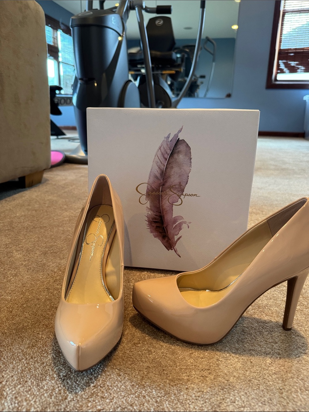 Jessica Simpson Nude Patent Platform Pumps - Blush Patent High Heels